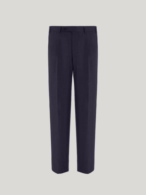 BLUE HIGH-WAISTED PLEATLESS PURE WOOL PANTS