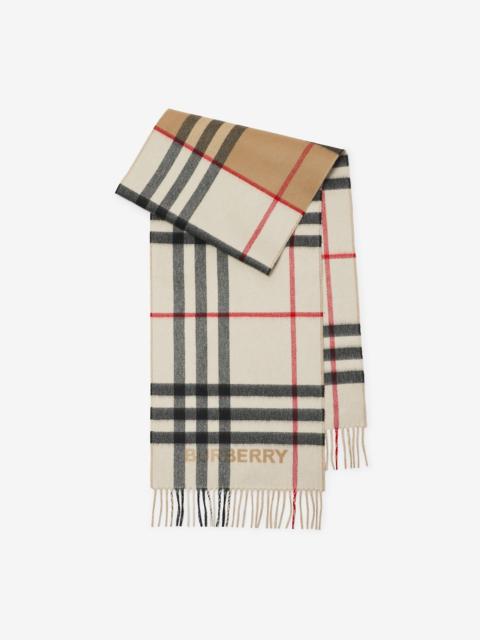 Contrast Check Cashmere Scarf