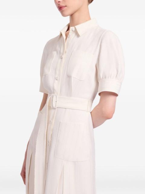 embellished pinstripe midi dress