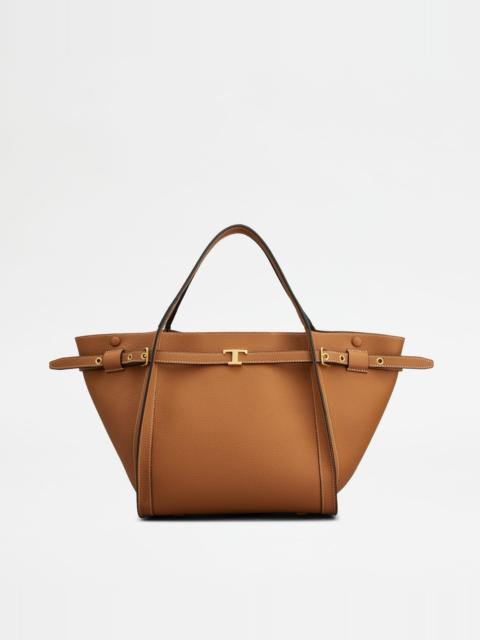 SHOPPING BAG IN LEATHER SMALL - BROWN