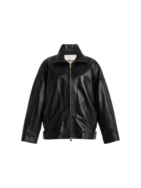 Celine Plonge Leather Aviator Bomber Jacket black