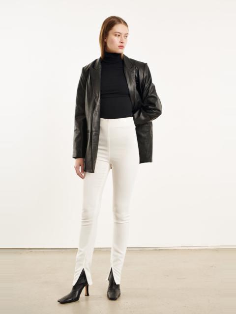 WHITE CREPE ANKLE ZIPPER PANTS