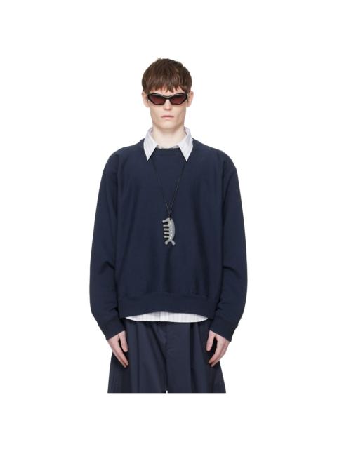 Navy Embroidered-Logo Sweatshirt