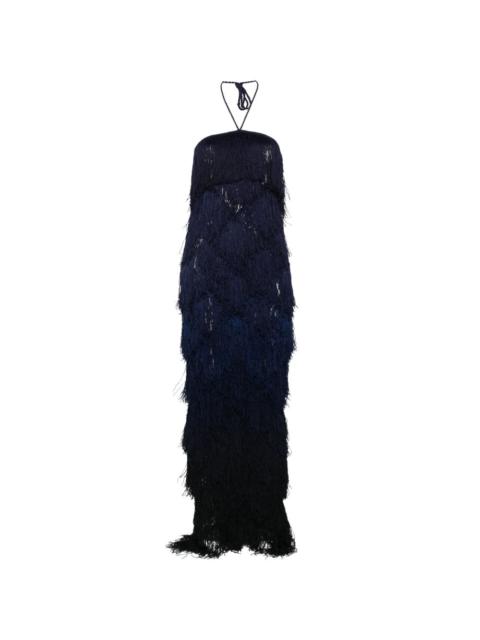 Laguna fringed halterneck maxi dress