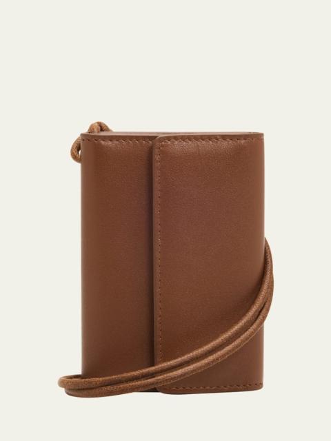 Trifold Leather Card Holder Necklace