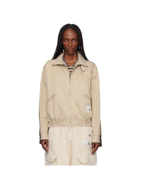 Beige & Khaki Front Back Combined Zip-Up Jacket