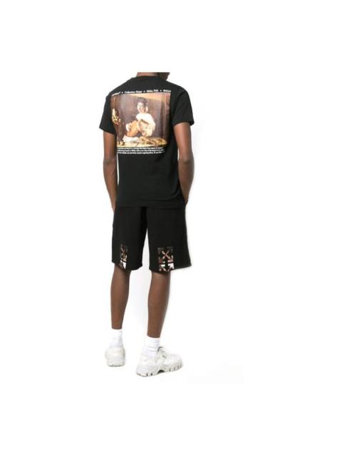 Men's Off-White SS22 Caravaggio Alphabet Printing Round Neck Pullover Short Sleeve Ordinary Version 