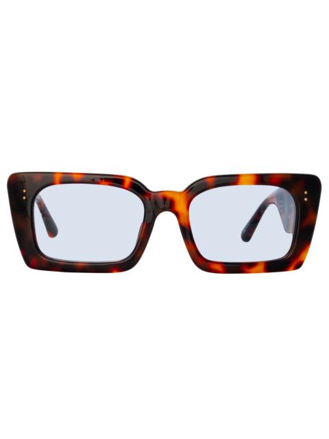 NIEVE RECTANGULAR SUNGLASSES IN TORTOISESHELL AND BLUE