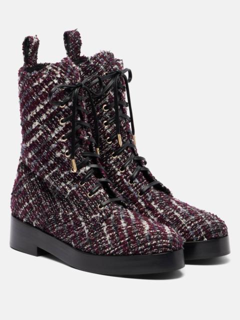 Ben 20 leather-trimmed tweed combat boots