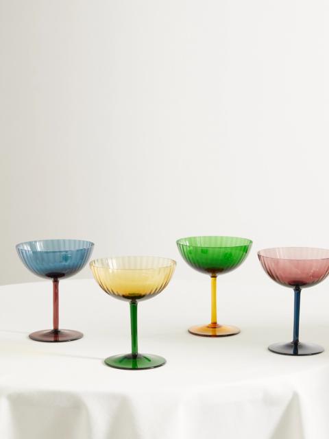 Rainbow Set Of Four Murano Glass Champagne Coupes