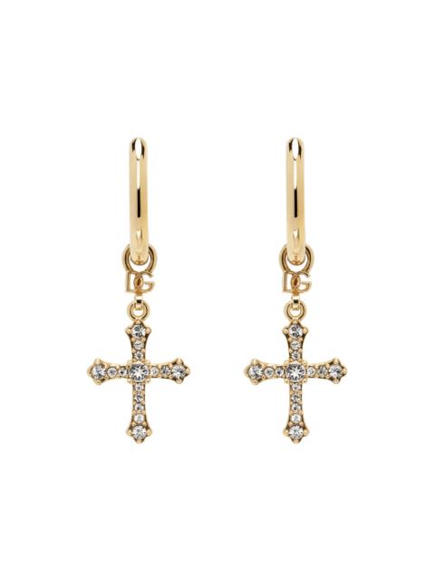 Gold Cross Hoop Earrings