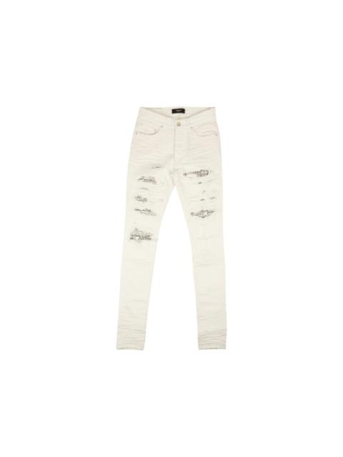 AMIRI Bandana Thrasher Skinny Jeans White