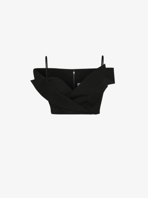Women's Trompe L'oeil Tailored Crop Top in Black