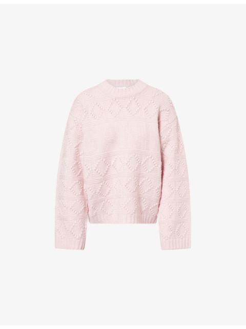 Relaxed-Fit Textured-Pattern Wool-And-Cotton Jumper
