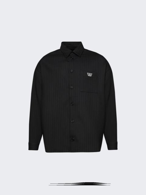 Pinstripe Overshirt Black