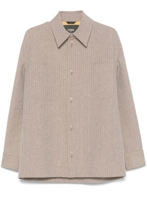 jacquard-stitching shirt jacket