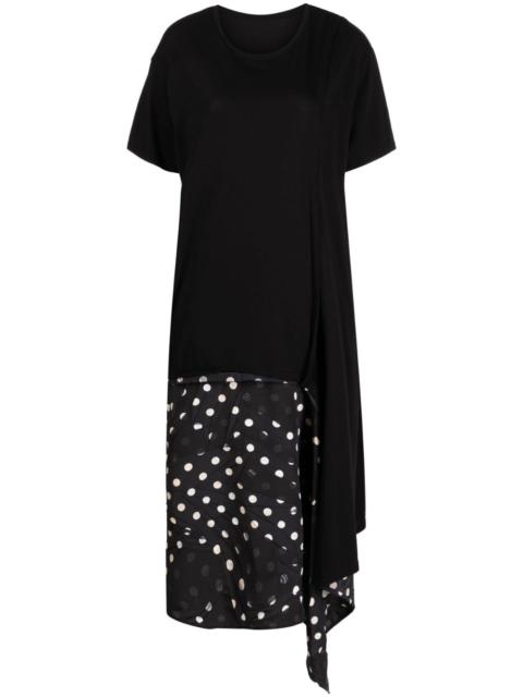 asymmetric polka-dot detailed dress