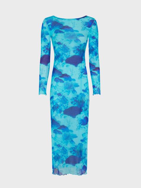 WOMEN TULLE LONG DRESS CORAL REEF