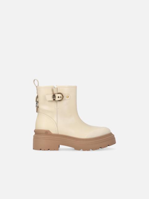 LEATHER BOOTIES WITH LOVE BIRDS LOGO