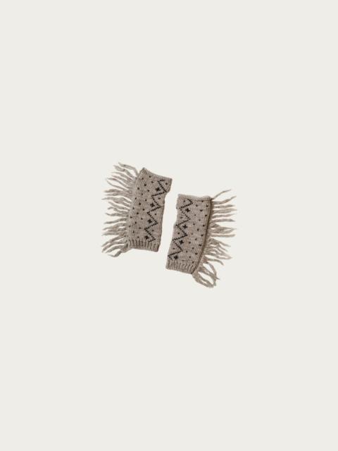 Wool Fringed Hand Warmers - Beige