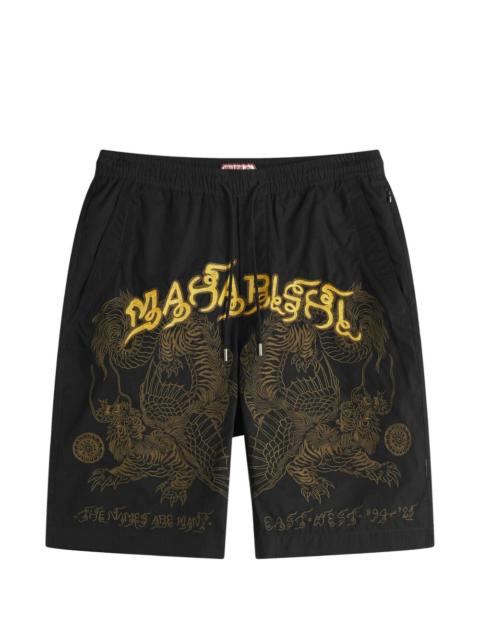 tiger dragon print shorts