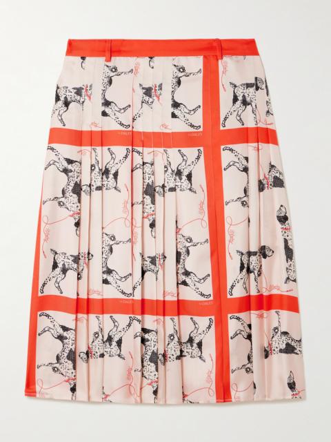 Pointer Pleated Printed Silk-twill Midi Skirt