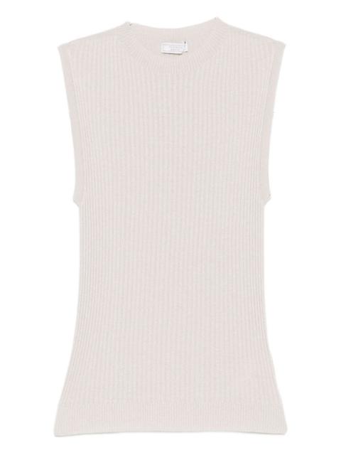 crew-neck ribbed knitted top