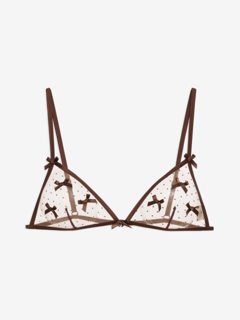 Flock Dot Bows Triangle Bralette