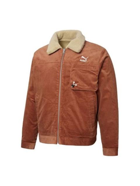 PUMA Cord Embroidered Logo reversible corduroy Jacket Brown 534751-17
