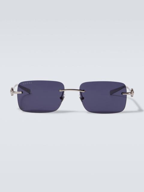 Horsebit rectangular sunglasses