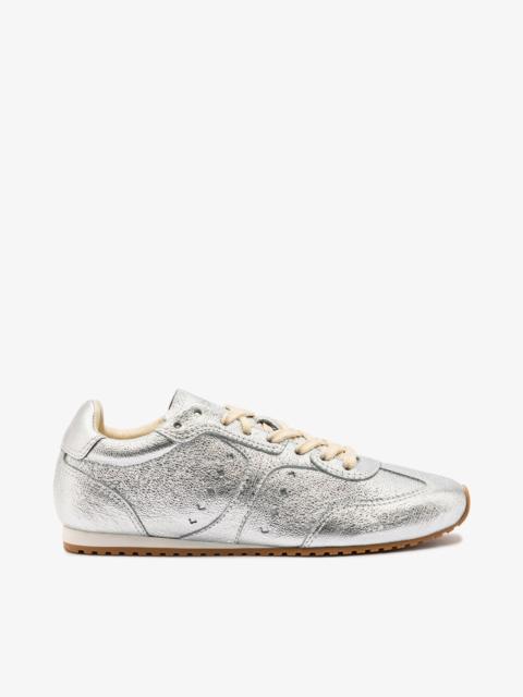 Stella Sneaker In Silver Metallic Leather