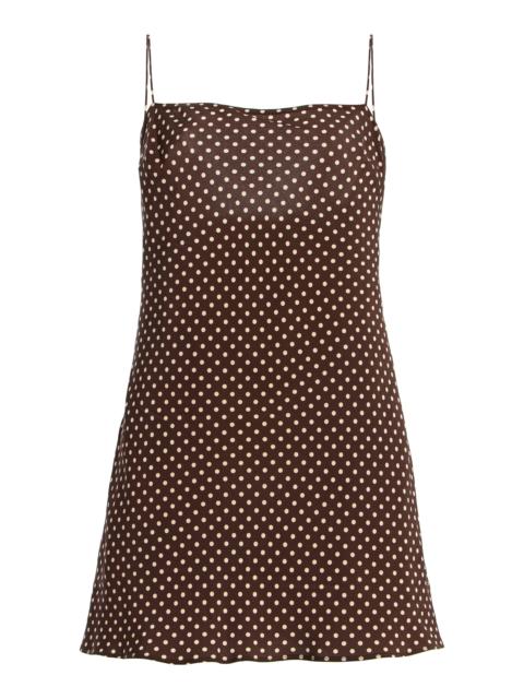 Square Silk Slip Mini Dress brown