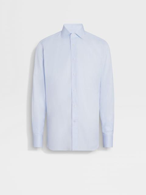 LIGHT BLUE AND WHITE MICRO-CHECKED 300 COTTON SHIRT