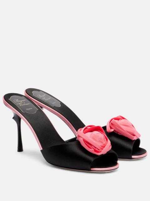 Rose Vivier 85 floral satin mules