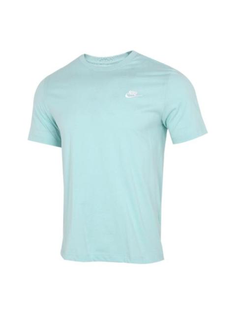 Nike MENS Sportswear Club Embroidered Small Hook Crew Neck Short Sleeve T-Shirt Green Light green AR