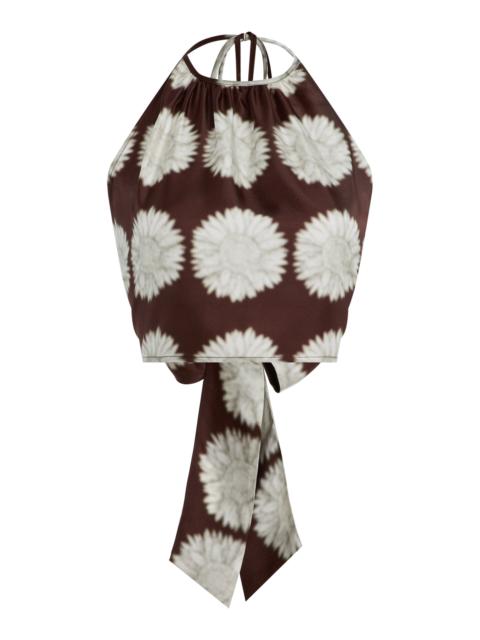 The Bello Floral-Print Silk Top brown
