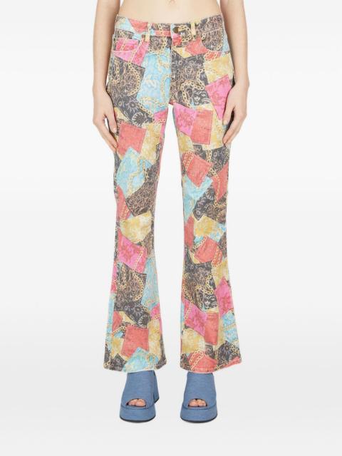 printed flared jeans