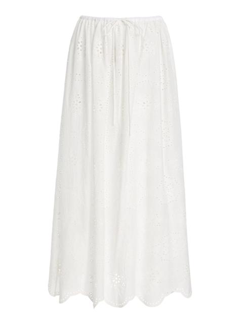 Cotton Broderie Anglaise Midi Skirt white