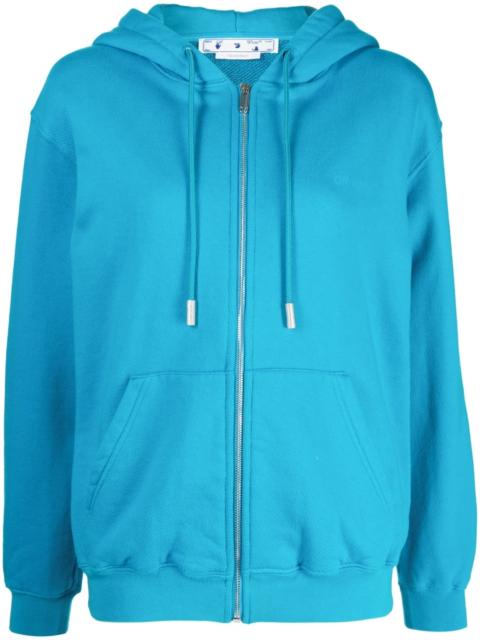 Diag-print zip-front hoodie