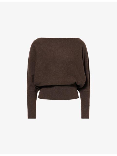 Off-The-Shoulder Batwing-Sleeves Cashmere Jumper