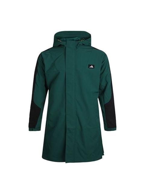 adidas Casual Sports Windproof Fleece Lined Stay Warm hooded Windbreaker Jacket Green GM4451