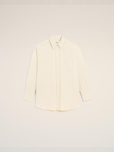 WHITE COTTON RAW EDGED STITCHING OVERSIZED SHIRT