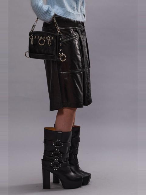 CROSSOVER LEATHER SHORT - BLACK