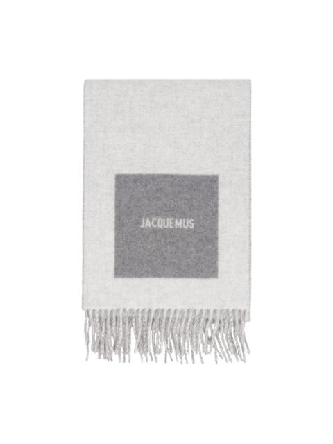 panelled fringed scarf