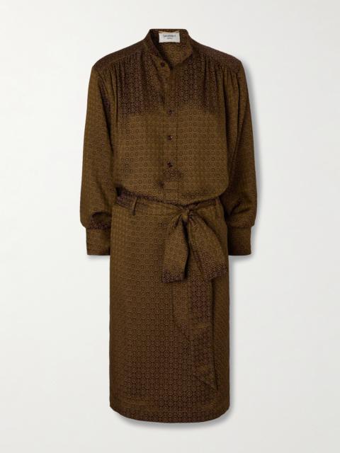 Belted Printed Silk Shirt Dress