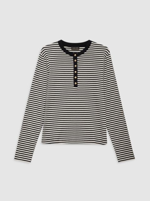 Alessia Long Sleeve Tee - Cream And Black Stripe
