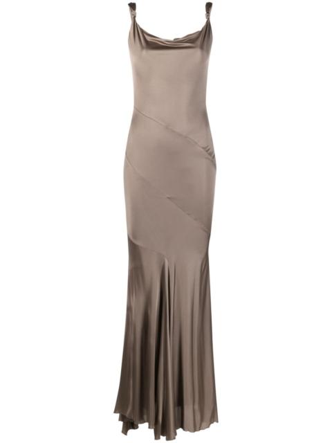 asymmetric-design pleated maxi dress
