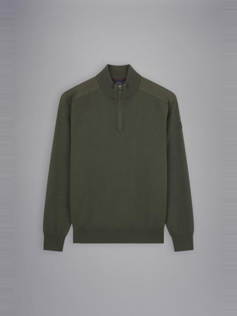 WOOL HALF ZIP SWEATER WITH ICONIC BADGE