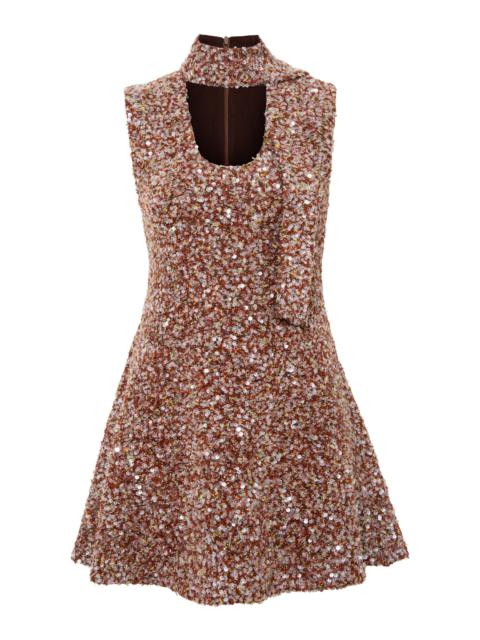 Mireille Scarf-Detailed Sequined Mini Dress brown