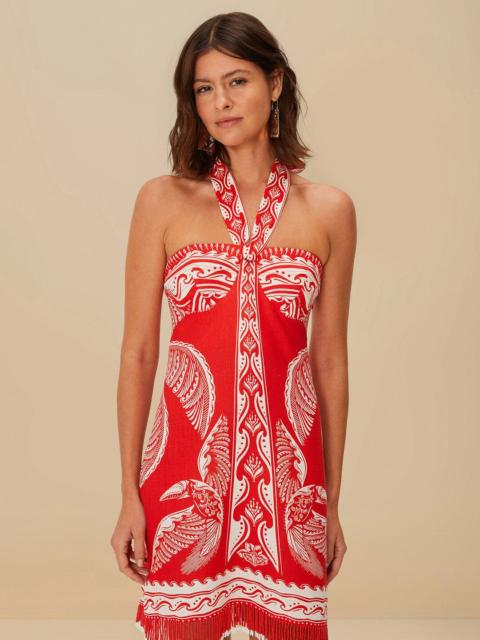 Red Majestic Coconut Tree Euroflax™ Premium Linen Mini Dress